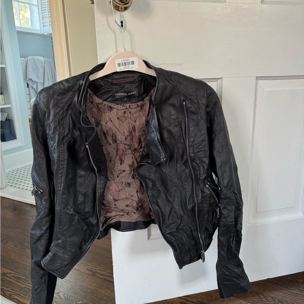 Andrew Marc Charcoal Leather Jacket